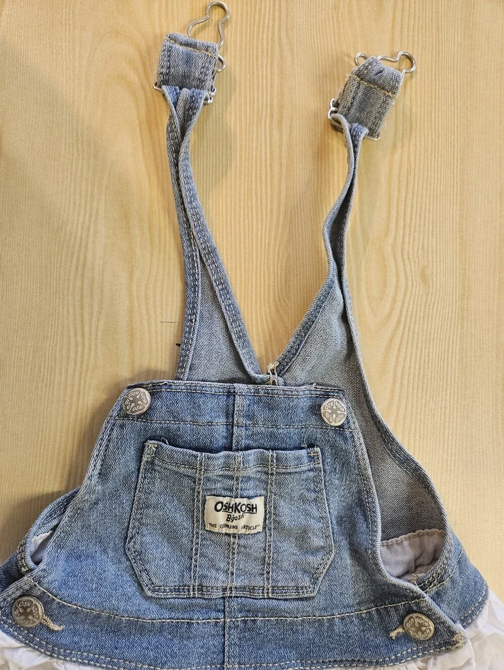 OshKosh B'gosh Denim Overall Dress with White Eyelet Skirt